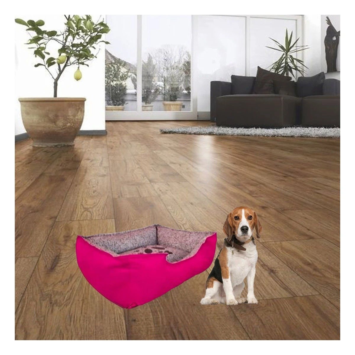 PACK6 NIDO PARA PERRO BASE SEGURA QUE EVITA DESPLAZAMIENTOS TALLA M FUCSIA Y+PAPEL REGALO - 5