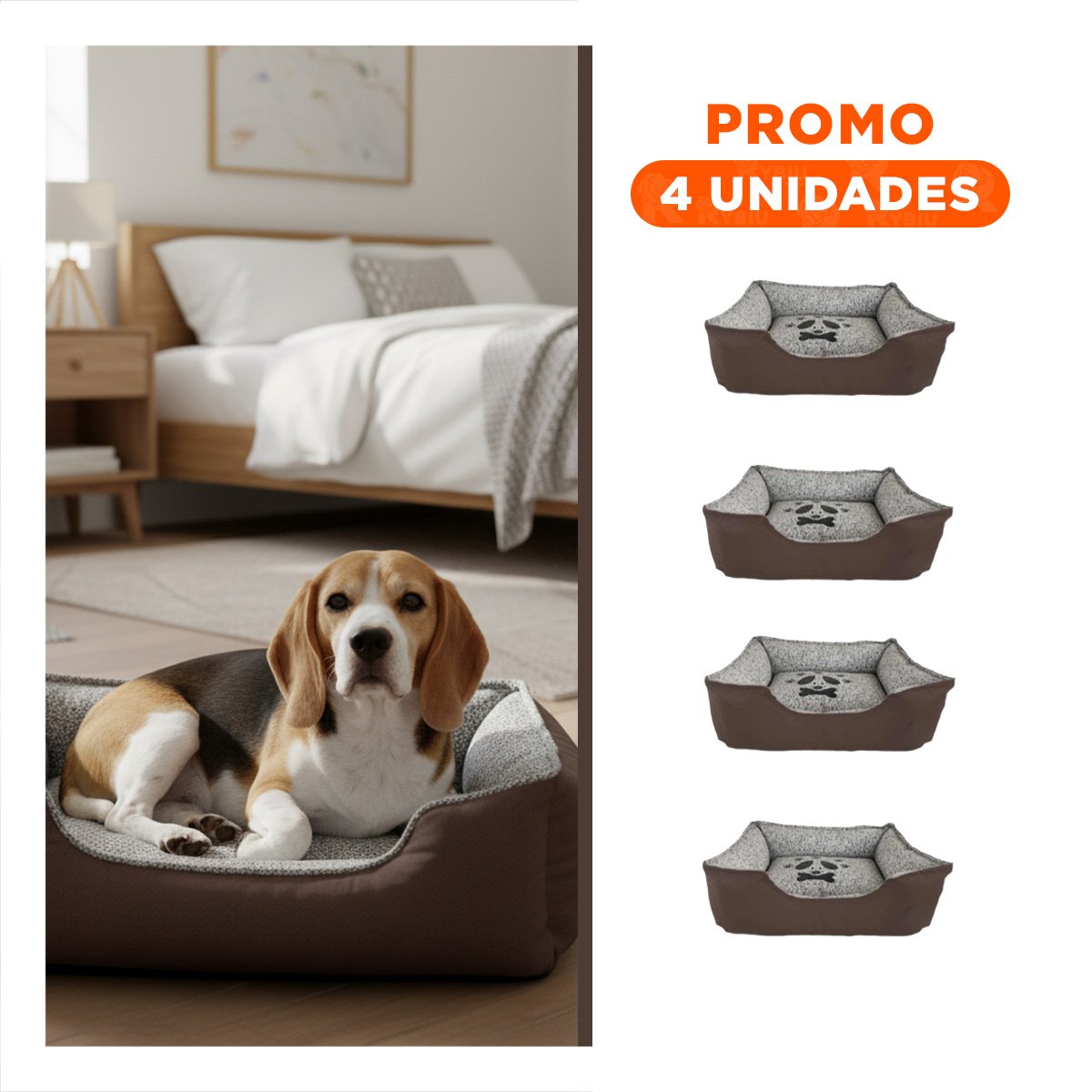 PACK4 ESPACIO DE DESCANSO CON BASE SEGURA TALLA M MARRON Y+REGALO STICKER - 1