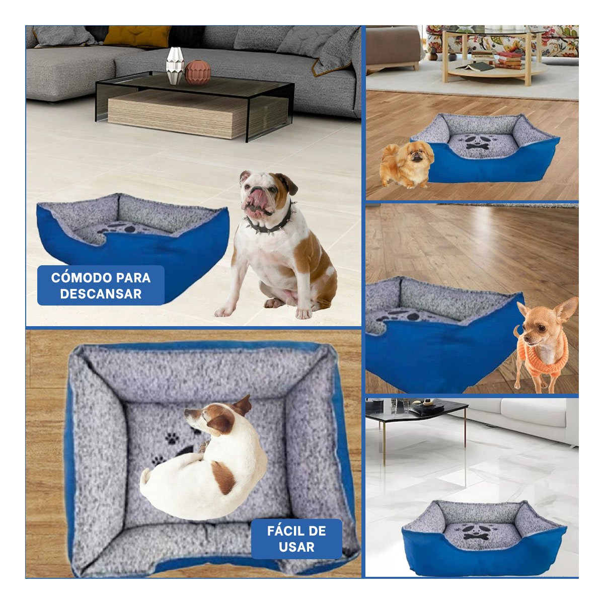 PACK4 ALFOMBRA ACOLCHADA PARA PERRO CON CAPA SUAVE Y FLEXIBLE TALLA M AZUL Y+REGALO STICKER - 2
