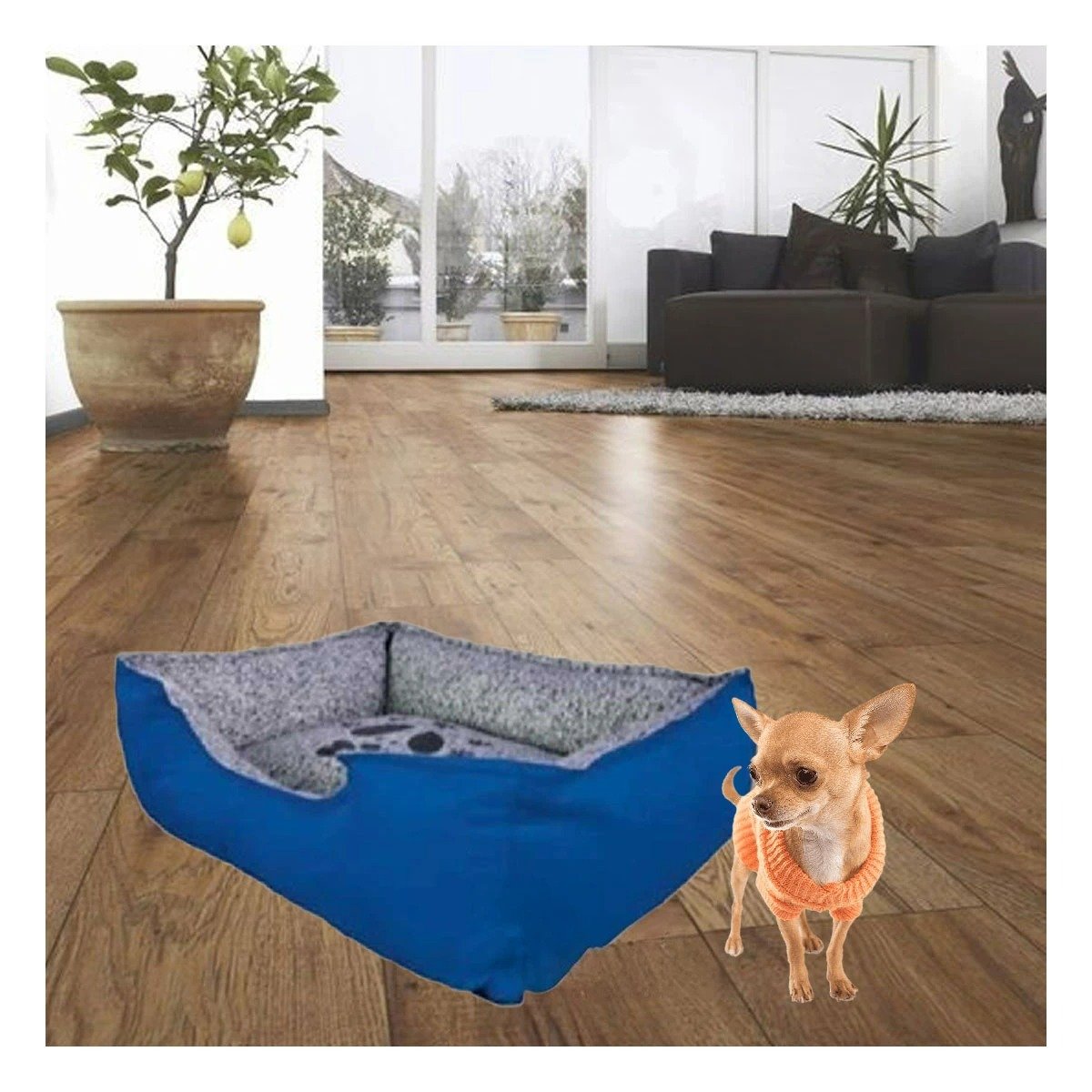 PACK4 ALFOMBRA ACOLCHADA PARA PERRO CON CAPA SUAVE Y FLEXIBLE TALLA M AZUL Y+REGALO STICKER - 5