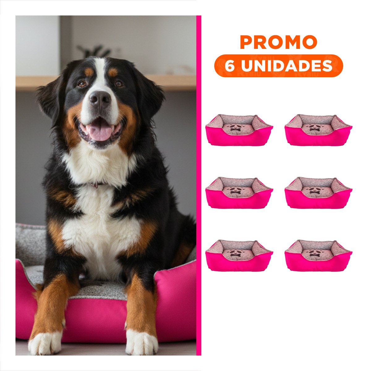 PACK6 NIDO PARA PERRO INTERIOR MULLIDO QUE CONSERVA EL CALOR TALLA M FUCSIA - 1