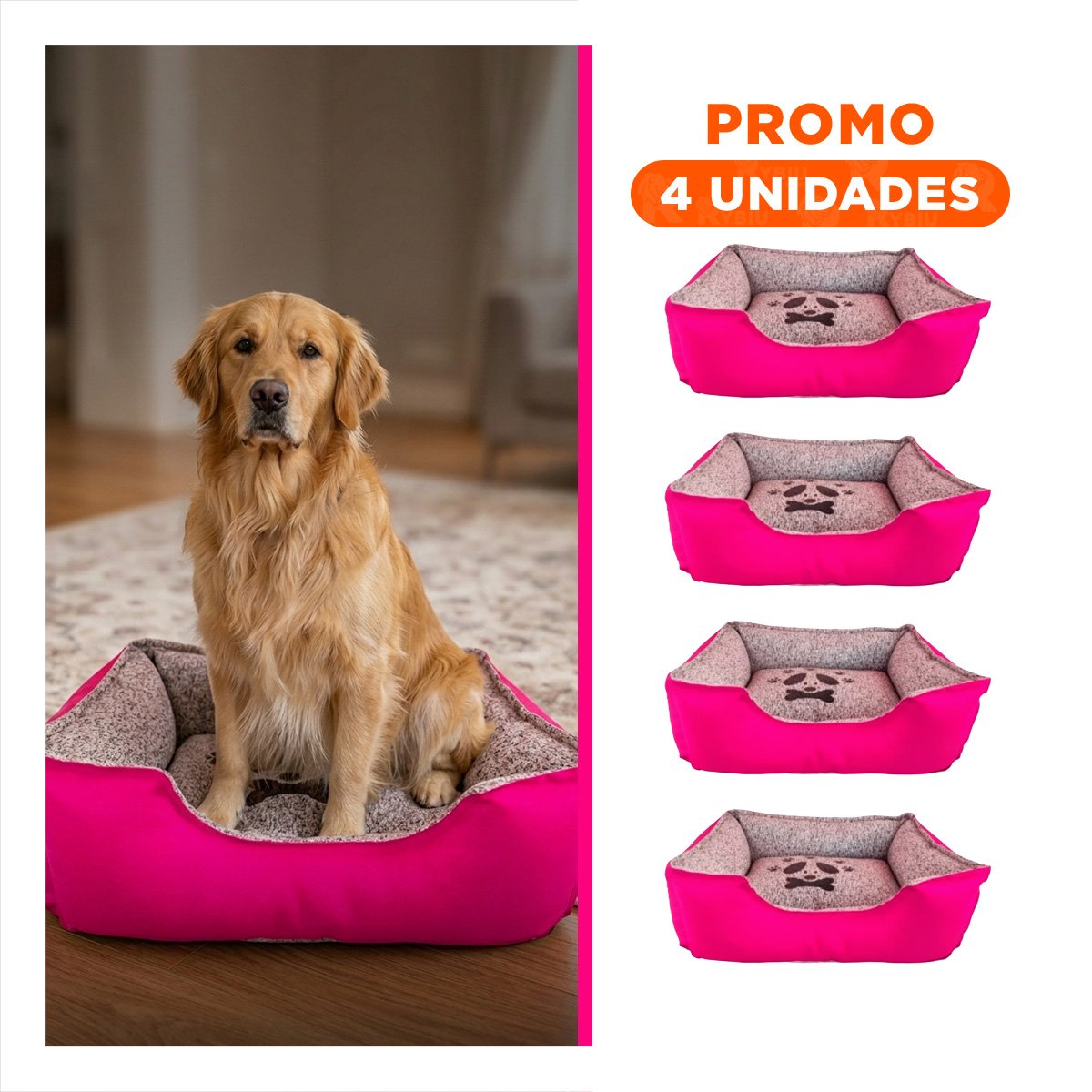 PACK4 NIDO PARA PERRO CON BORDES CURVOS QUE ACOMPANAN EL CUERPO TALLA M FUCSIA Y+REGALO STICKER - 1