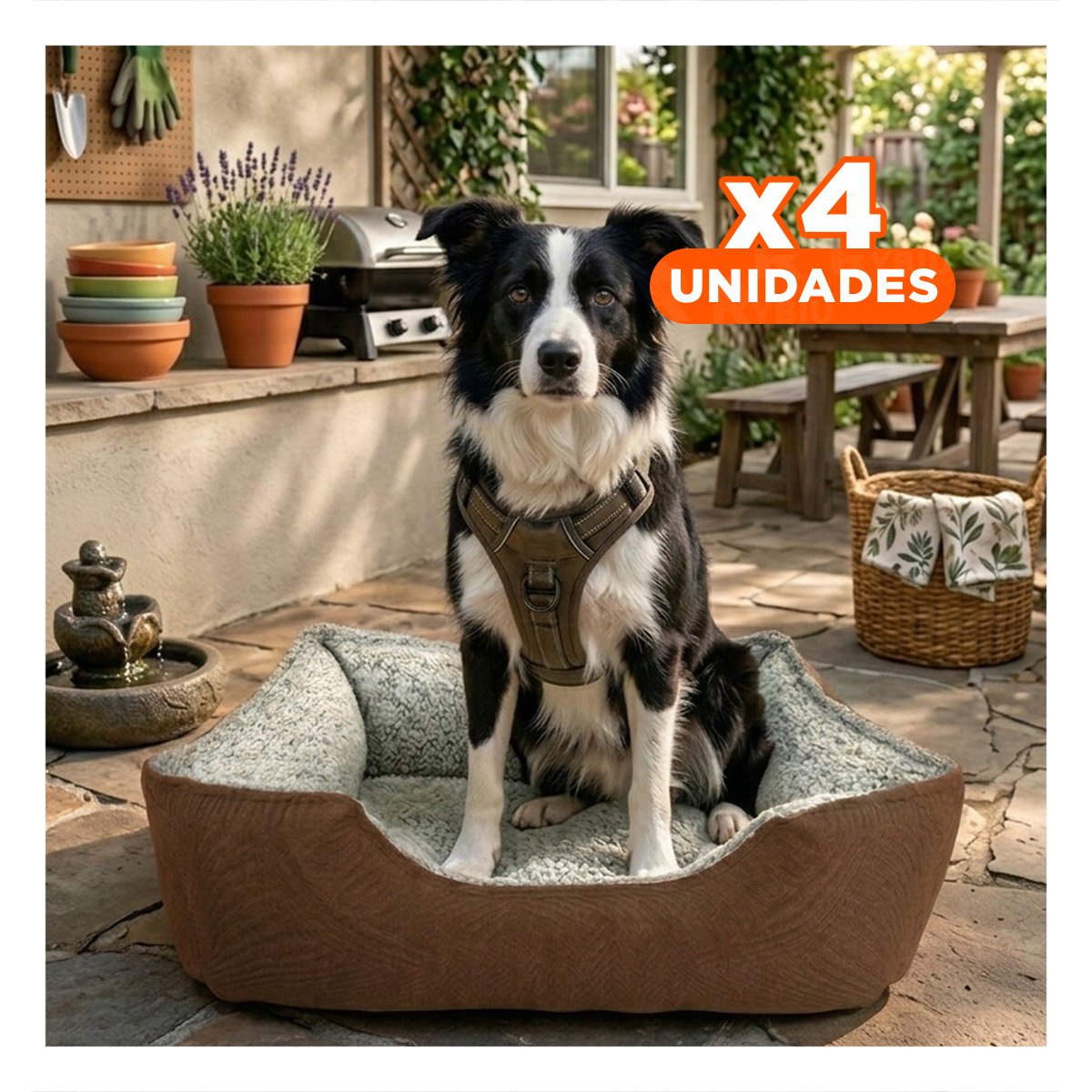PACK4 REFUGIO ACOLCHADO PARA PERRO ESPACIO CERRADO QUE BRINDA SEGURIDAD TALLA L MARRON - 1