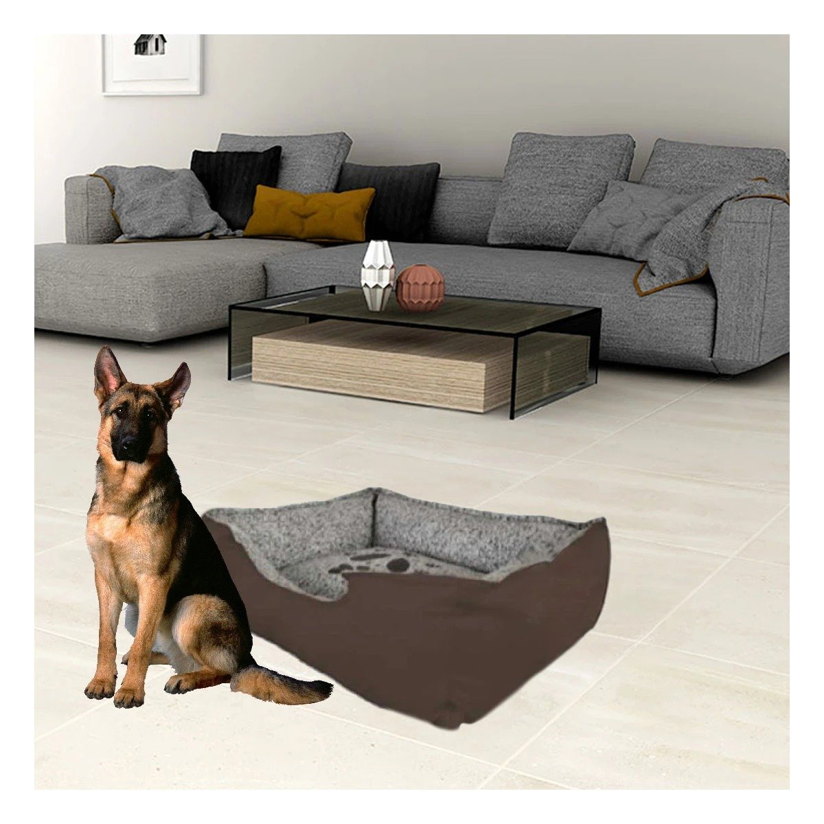 PACK4 REFUGIO ACOLCHADO PARA PERRO ESPACIO CERRADO QUE BRINDA SEGURIDAD TALLA L MARRON - 2