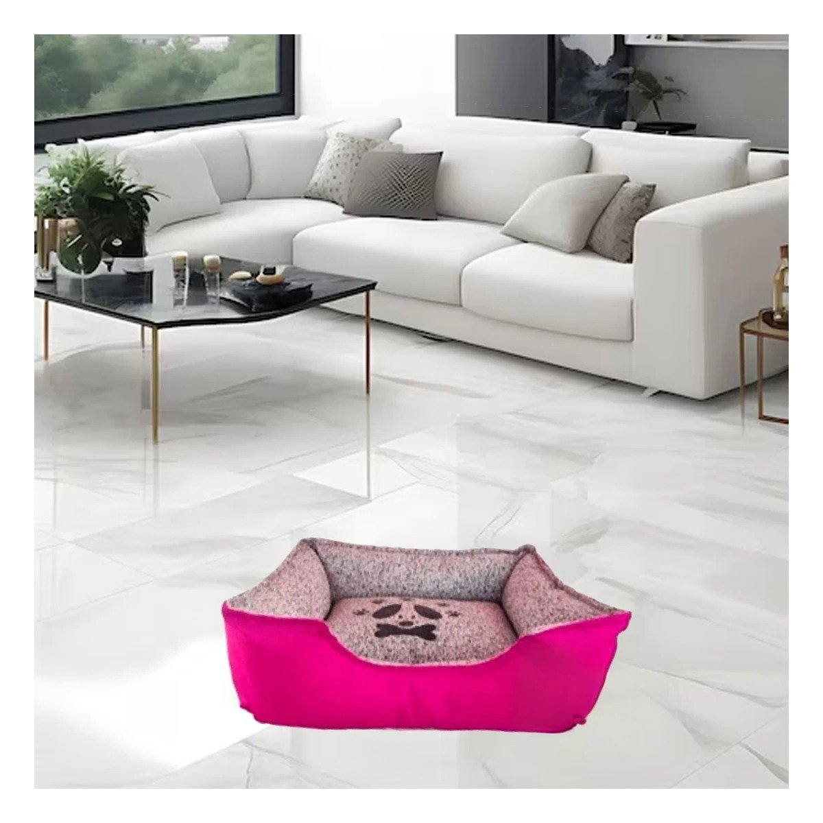 PACK2 LECHO CANINO TELA DURABLE APTA PARA INTERIOR TALLA M FUCSIA Y+REGALO STICKER - 5