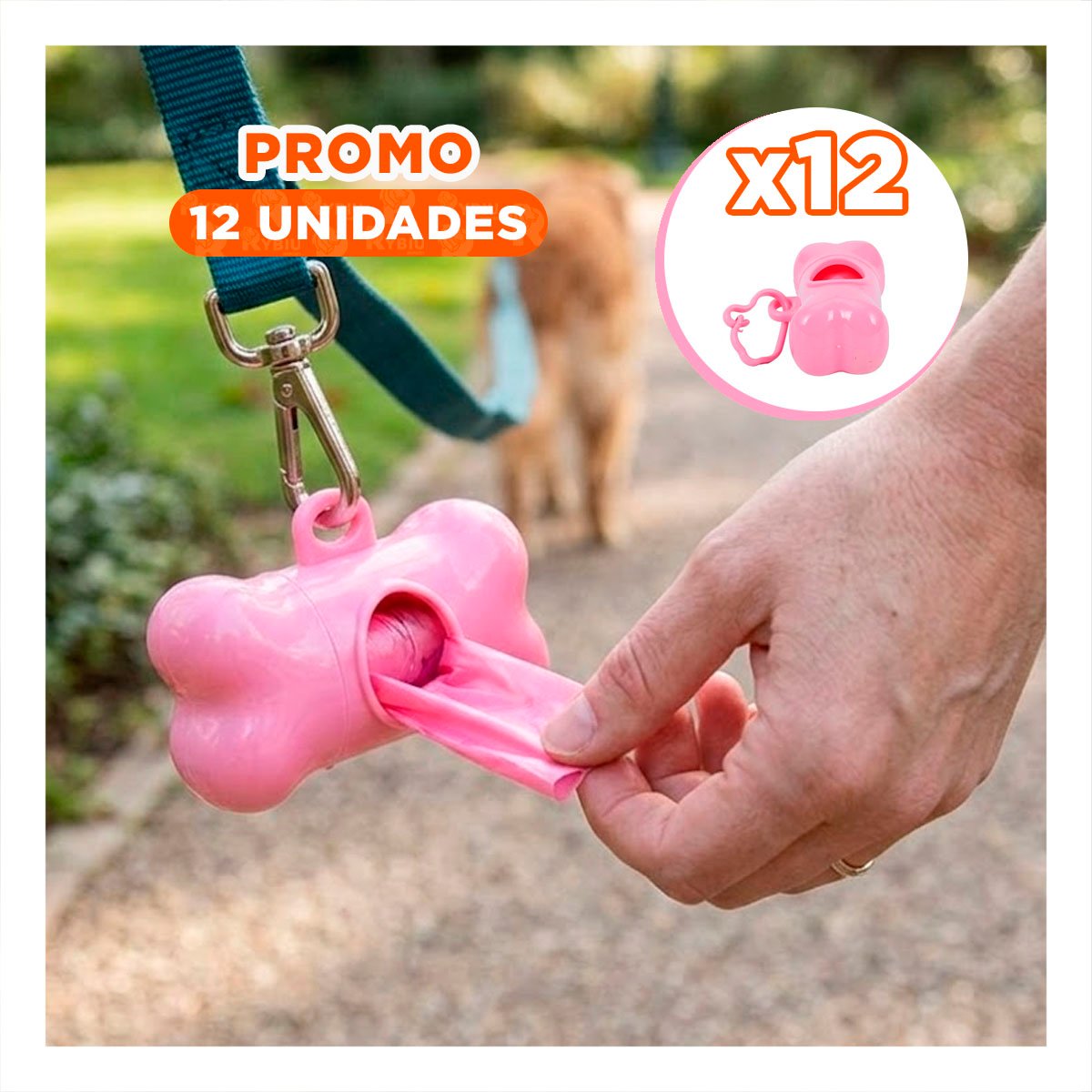PACK12 ARTICULO COMPACTO CON BOLSA DE DESECHO Y PROTECTOR TIPO HUESO ROSADO - 1