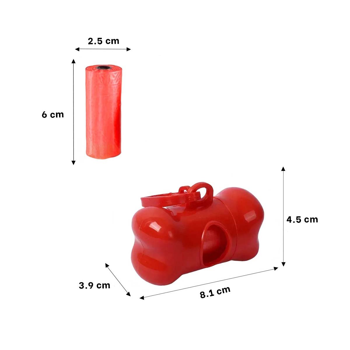 PACK2 ORGANIZADOR HIGIENICO ROJO CON BOLSA DE DESECHO Y PROTECTOR TIPO HUESO - 4