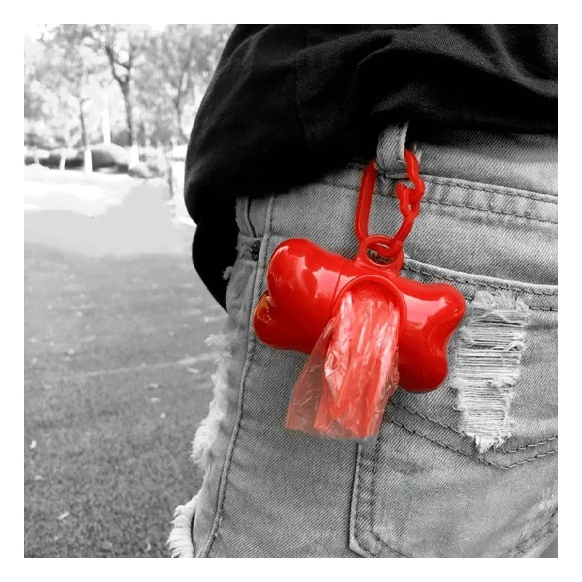 PACK2 ORGANIZADOR HIGIENICO ROJO CON BOLSA DE DESECHO Y PROTECTOR TIPO HUESO - 5