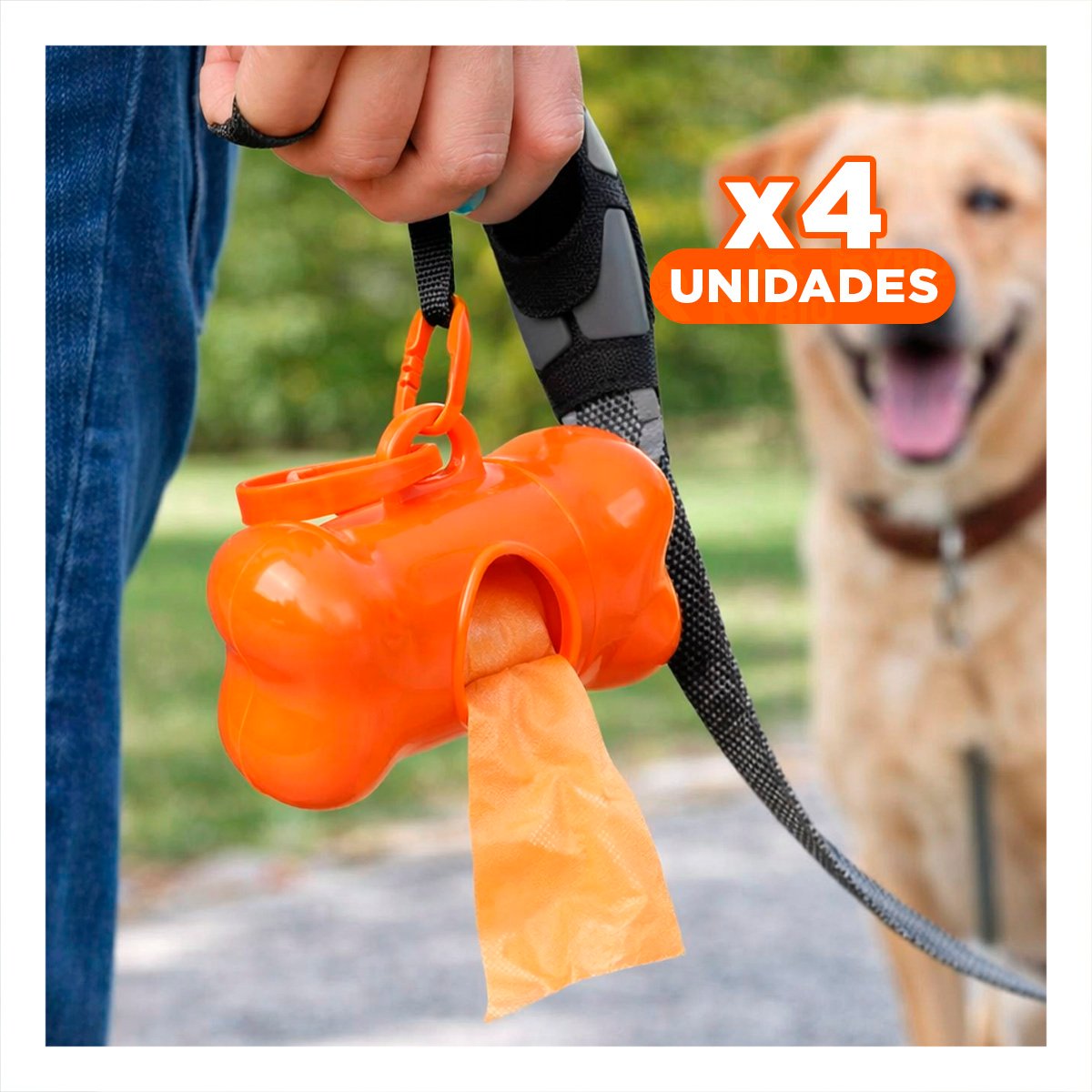 PACK4 SET COMPACTO CON BOLSA DE DESECHO Y PROTECTOR TIPO HUESO ANARANJADO - 1