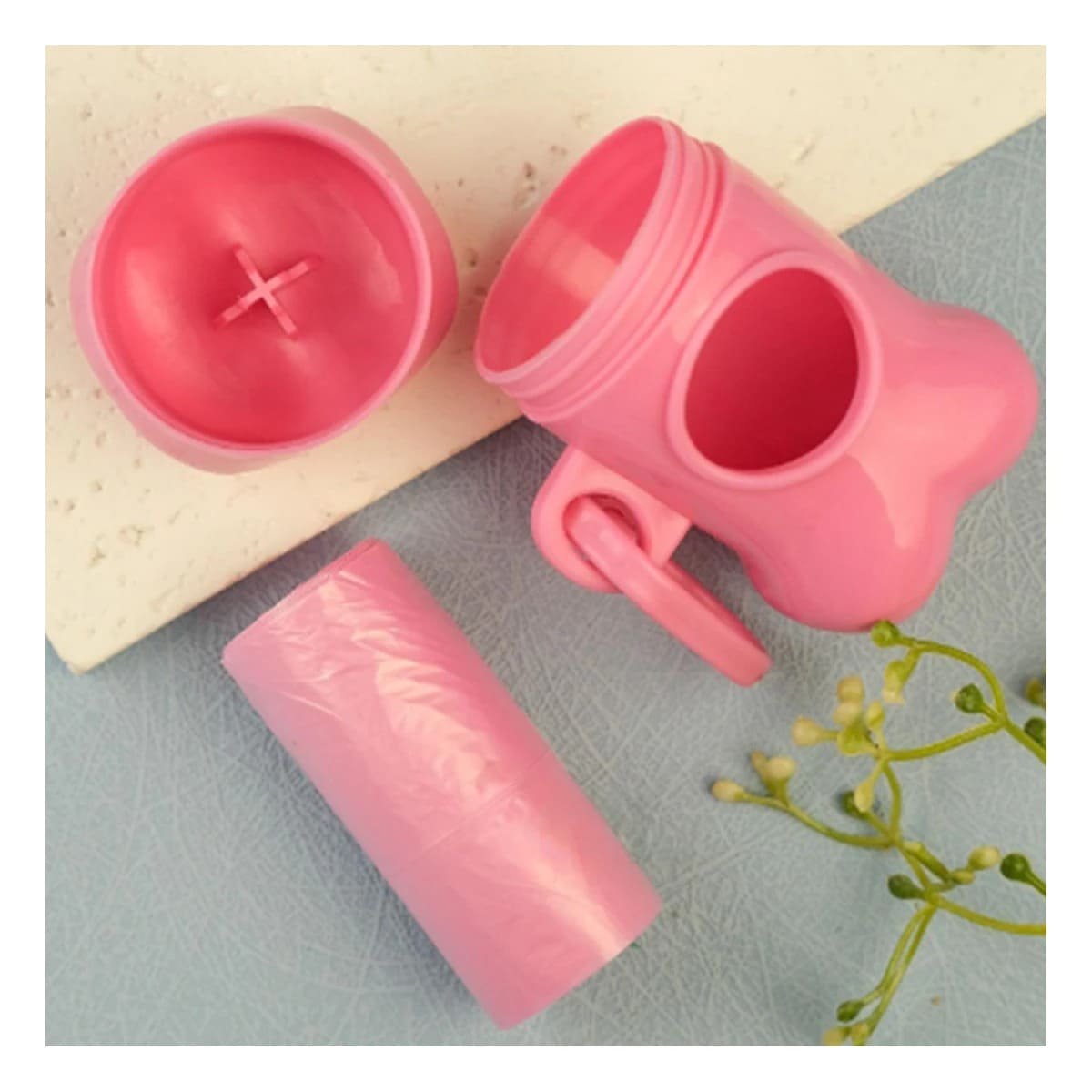 ORGANIZADOR PORTATIL CON BOLSA DE DESECHO Y PROTECTOR TIPO HUESO ROSADO Y+POST IT - 3
