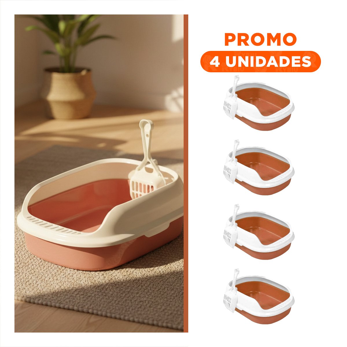 PACK4 MODULO MARRON PARA GATO CON LADOS MEDIOS ALTOS MAS PALA CERNIDORA Y+REGALO STICKER - 1