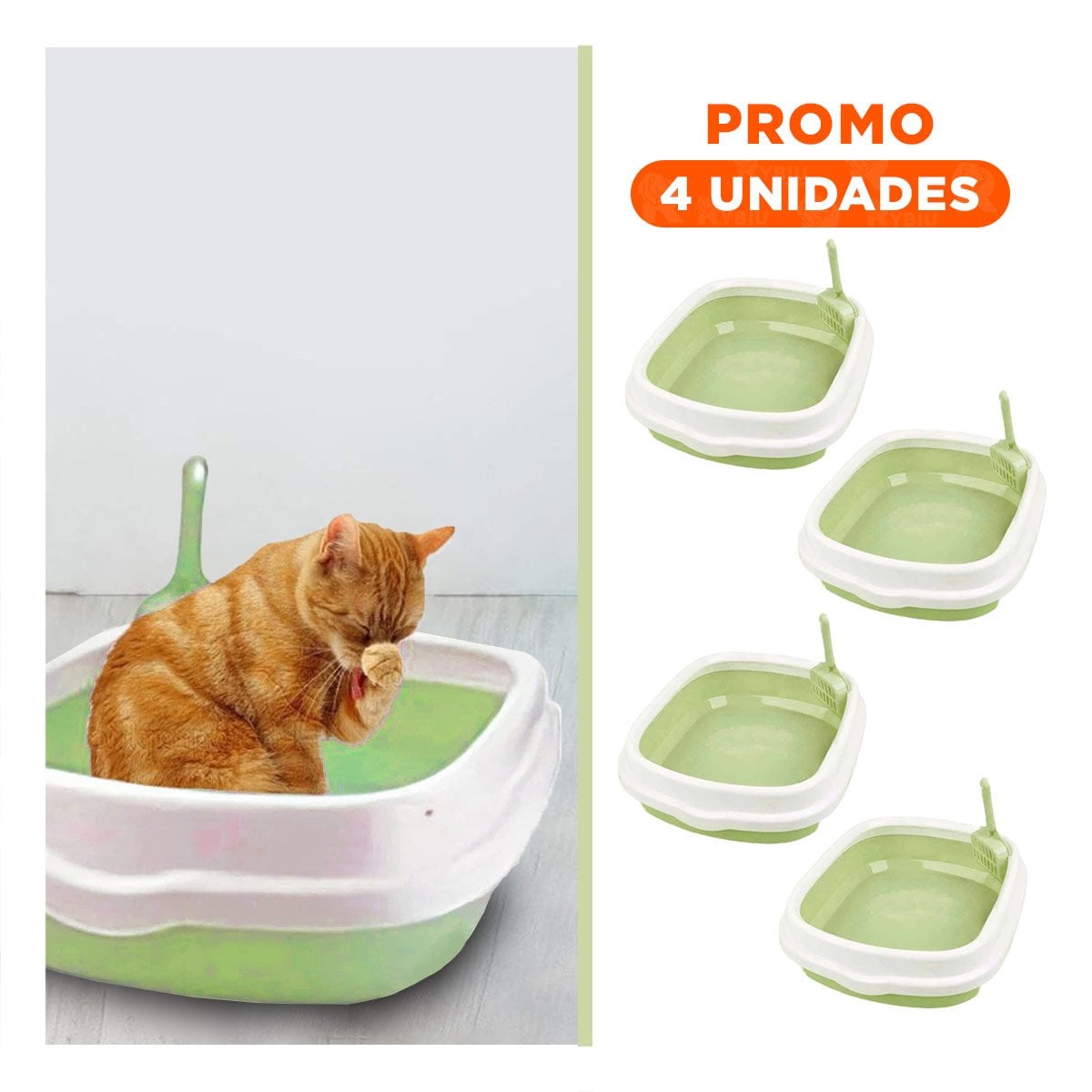 PACK4 MODULO VERDE PARA GATO CON PALA CERNIDORA 40X33X11 Y+REGALO STICKER - 1