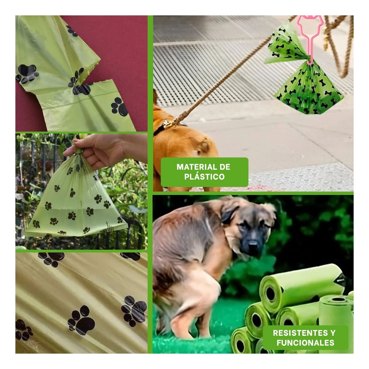 PACK6 ARTICULO VERDE DE BOLSA BIODEGRADABLE PARA MASCOTA Y+PAPEL REGALO - 3