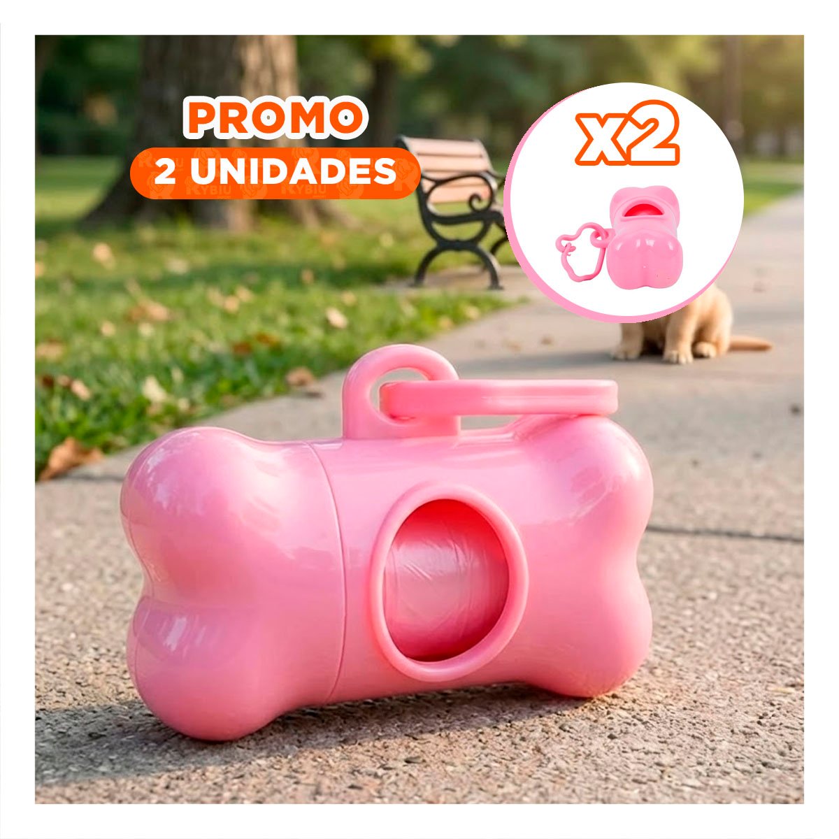 PACK2 ESTUCHE PORTATIL ROSADO CON BOLSA DE DESECHO Y PROTECTOR TIPO HUESO Y+REGALO STICKER - 1
