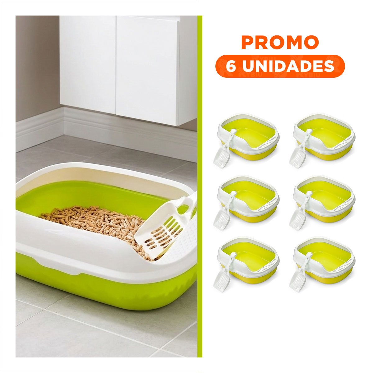 PACK6 UNIDAD VERDE PARA GATO CON LADOS MEDIOS ALTOS MAS PALA CERNIDORA - 1
