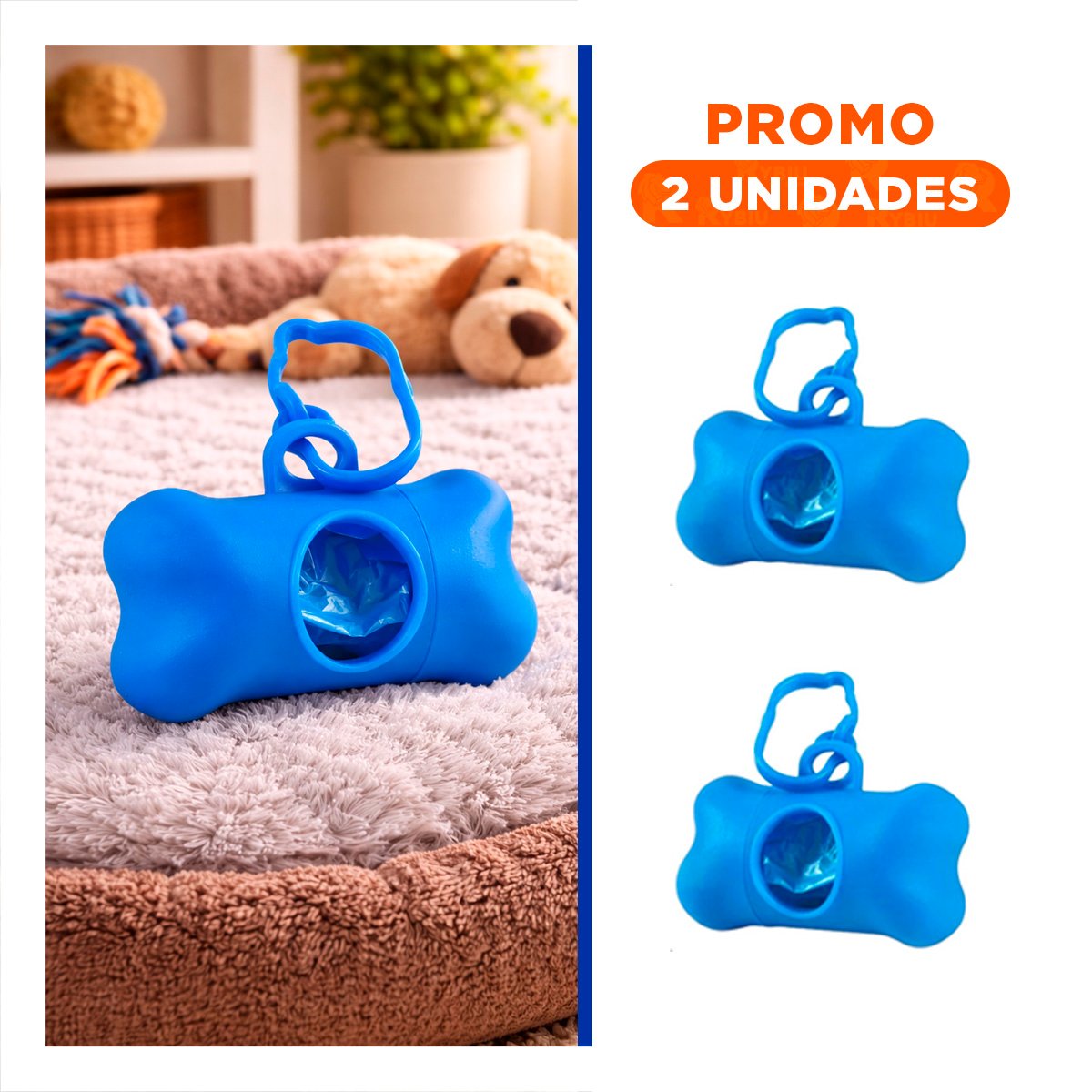 PACK2 EQUIPO PRACTICO CON BOLSA DE DESECHO Y PROTECTOR TIPO HUESO AZUL - 1