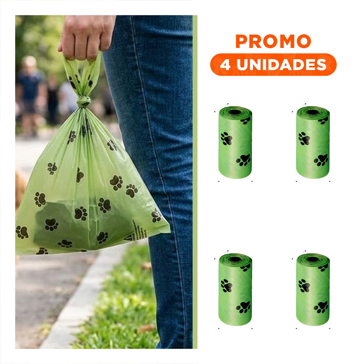 PACK4 PORTADOR VERDE DE BOLSA BIODEGRADABLE PARA USO DIARIO Y+REGALO STICKER - 1