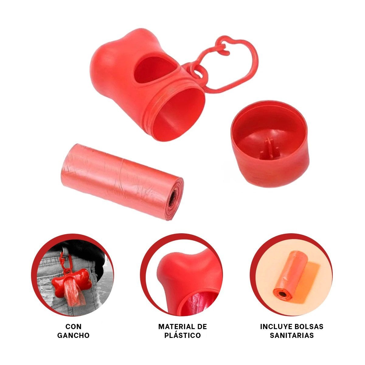 KIT HIGIENICO CON BOLSA DE DESECHO Y PROTECTOR TIPO HUESO ROJO - 3