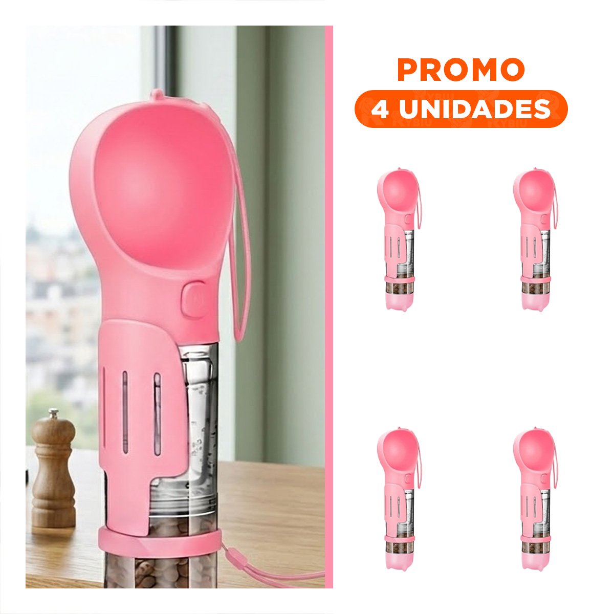 PACK4 SET PORTATIL 4 EN 1 DISPENSADOR CON BOLSITA ROSADO MEDIANO Y+REGALO STICKER - 1