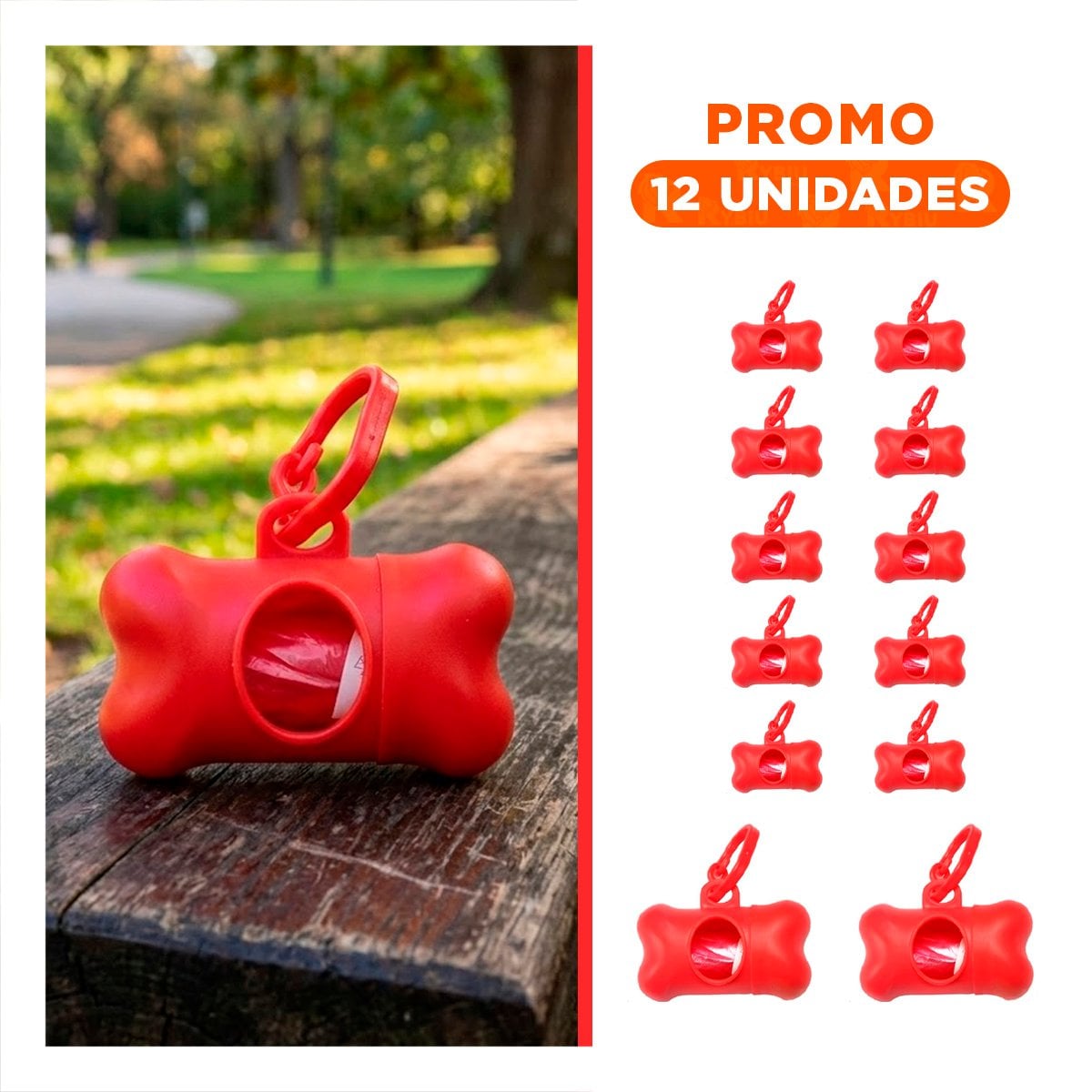 PACK12 ELEMENTO FUNCIONAL CON BOLSA DE DESECHO Y PROTECTOR TIPO HUESO ROJO Y+REGALO STICKER - 1
