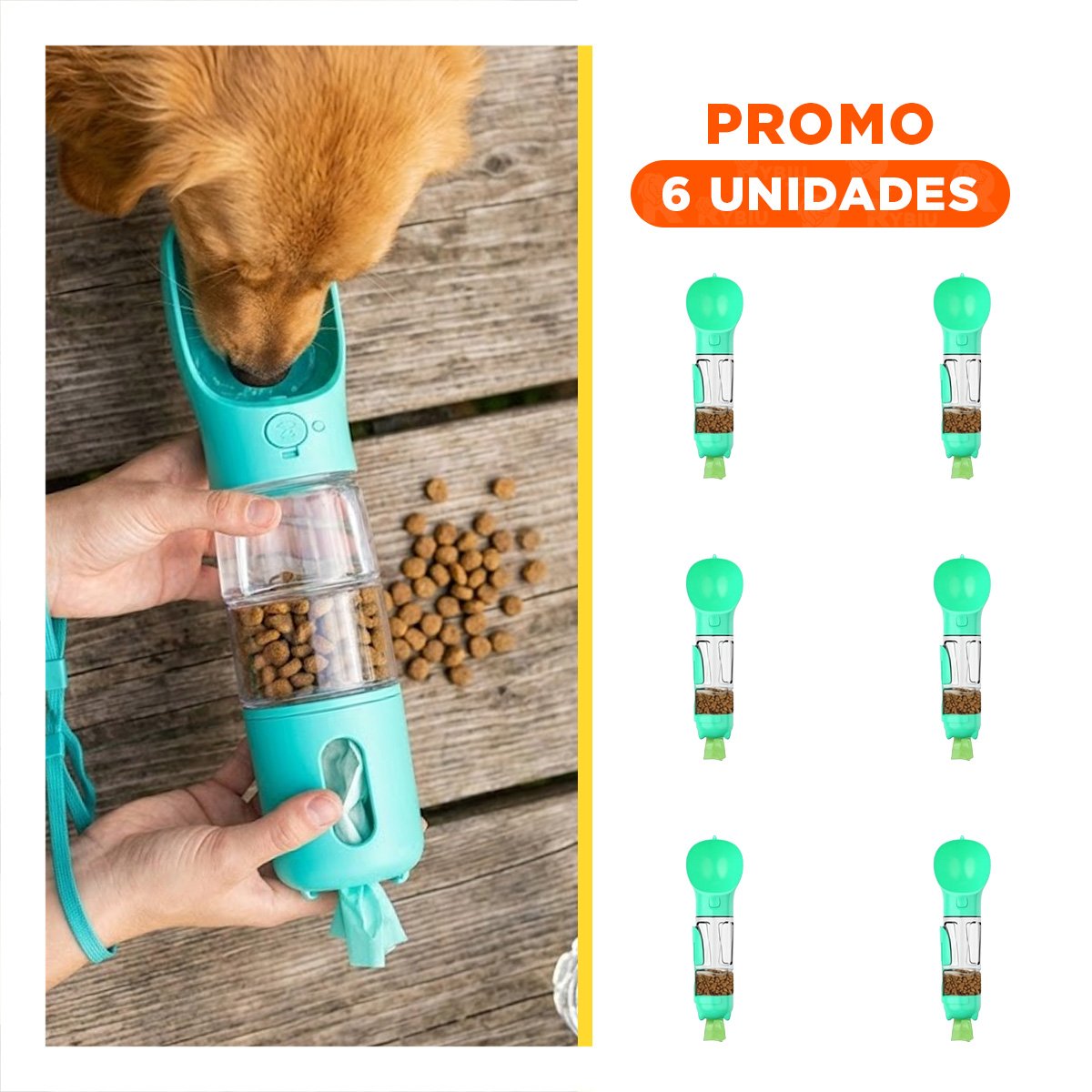 PACK6 SISTEMA PORTATIL 4 EN 1 DISPENSADOR CON BOLSITA CELESTE MEDIANO - 1