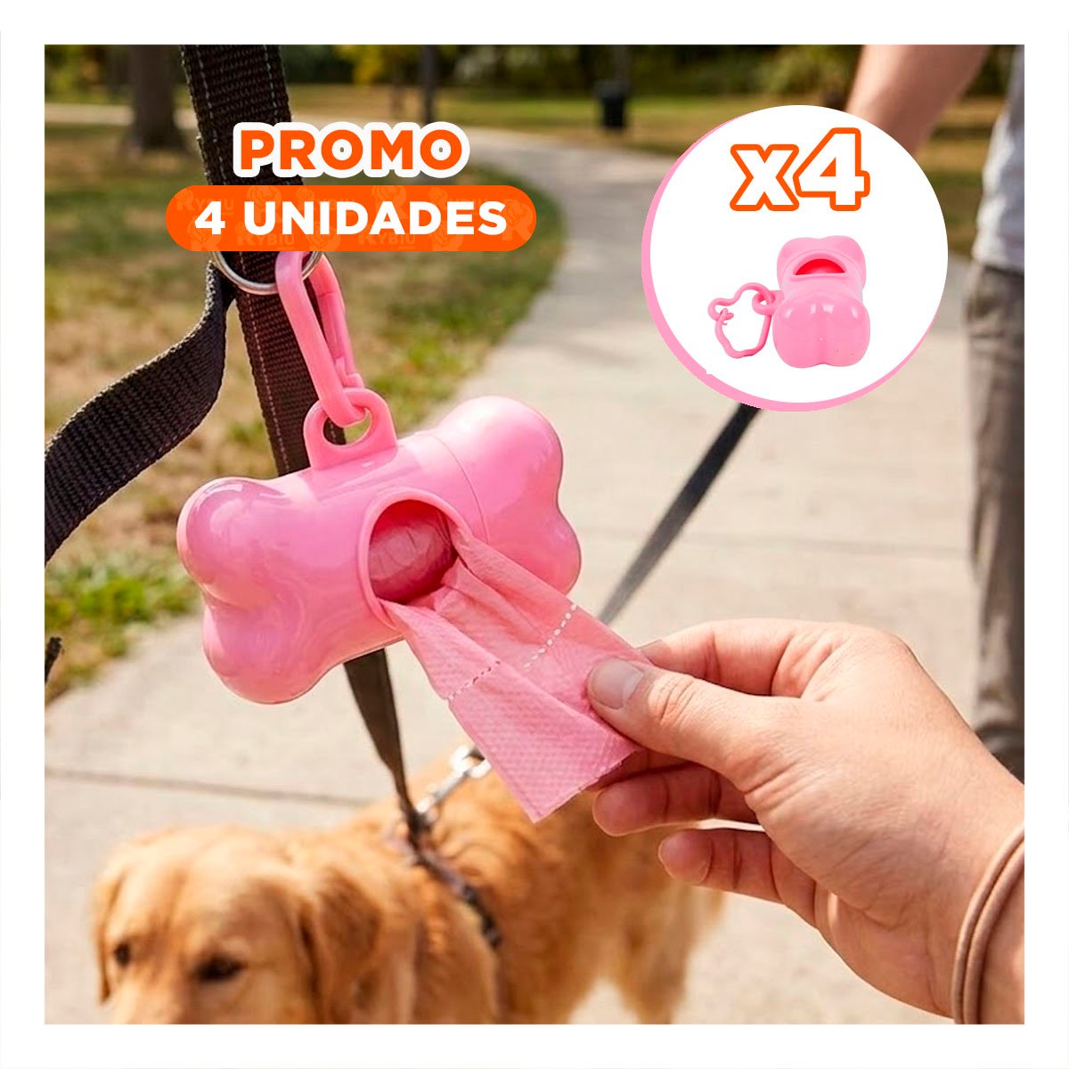 PACK4 SISTEMA COMPACTO CON BOLSA DE DESECHO Y PROTECTOR TIPO HUESO ROSADO - 1