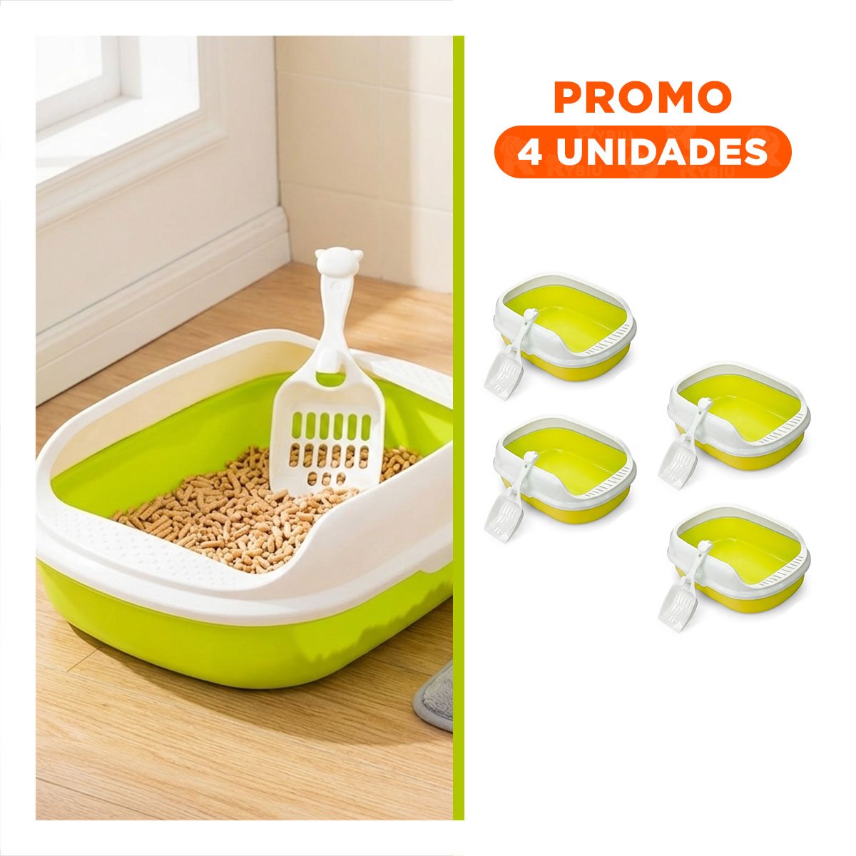 PACK4 MODULO VERDE PARA GATO CON LADOS MEDIOS ALTOS MAS PALA CERNIDORA Y+REGALO STICKER - 1