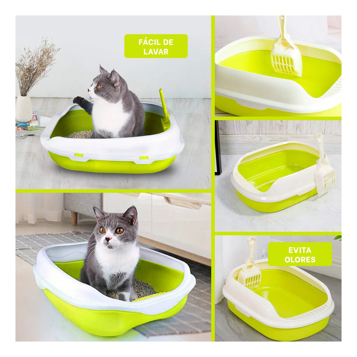 PACK4 MODULO VERDE PARA GATO CON LADOS MEDIOS ALTOS MAS PALA CERNIDORA Y+REGALO STICKER - 2