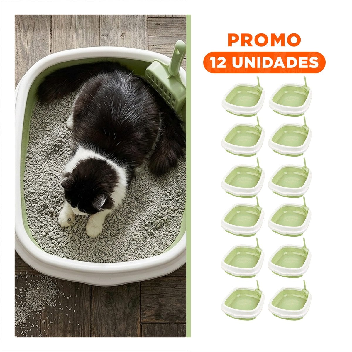 PACK12 ESTRUCTURA VERDE PARA GATO CON PALA CERNIDORA 40X33X11 Y+REGALO STICKER - 1