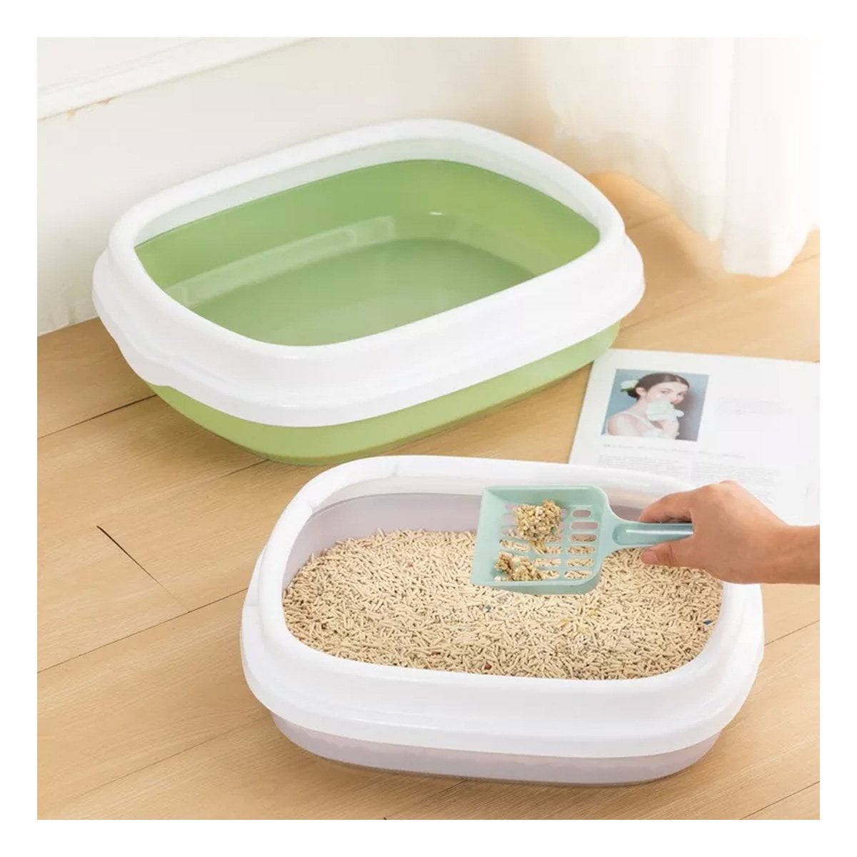 PACK12 ESTRUCTURA VERDE PARA GATO CON PALA CERNIDORA 40X33X11 Y+REGALO STICKER - 3