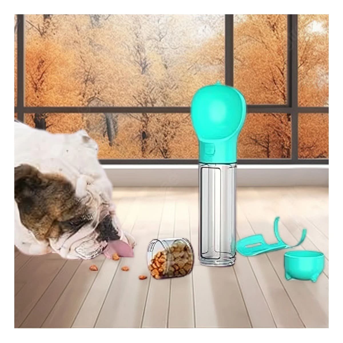 KIT 4 EN 1 DISPENSADOR CON BOLSITA CELESTE MEDIANO PARA MASCOTA - 2