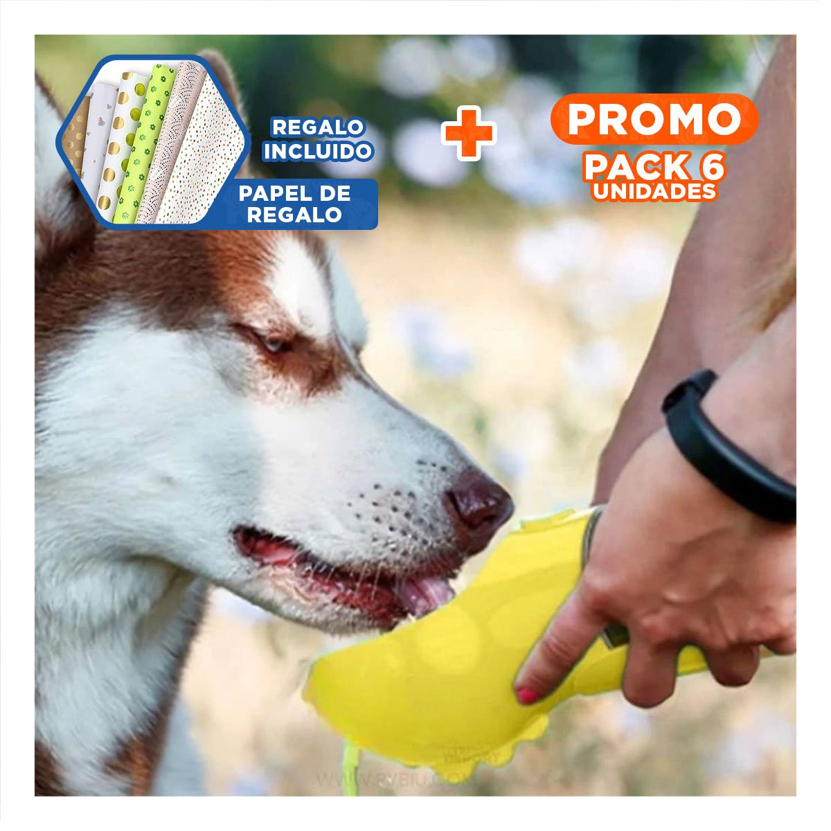 PACK6 MODULO PORTATIL 4 EN 1 DISPENSADOR CON BOLSITA AMARILLO MEDIANO Y+PAPEL REGALO - 1