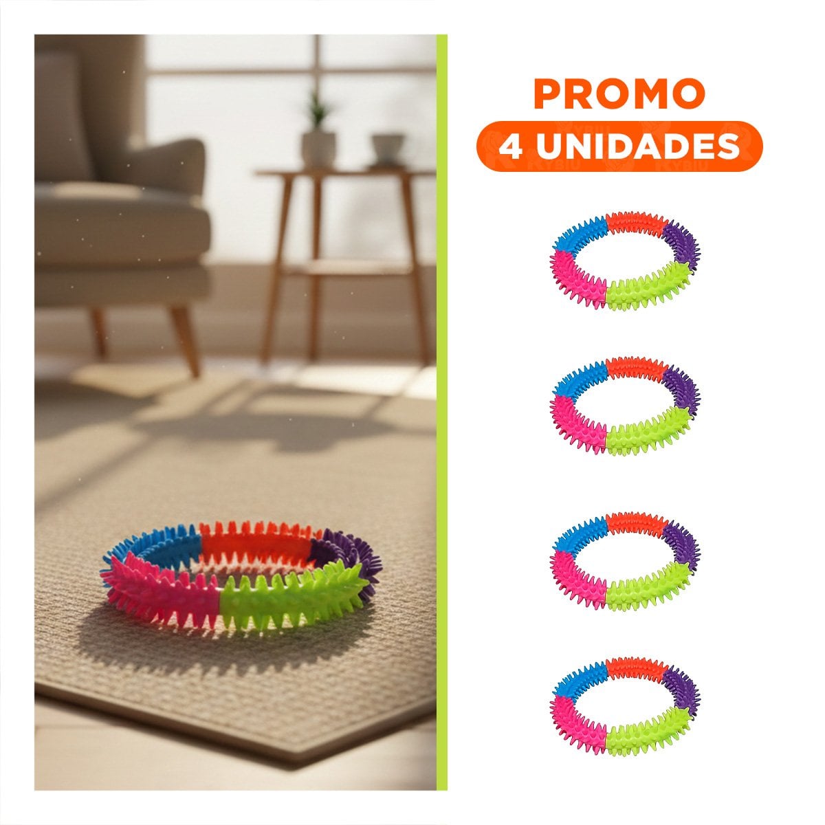 PACK4 ACCESORIO PARA PERROS JOVENES DE JEBE PUNTEADO DE COLORES Y+REGALO STICKER - 1