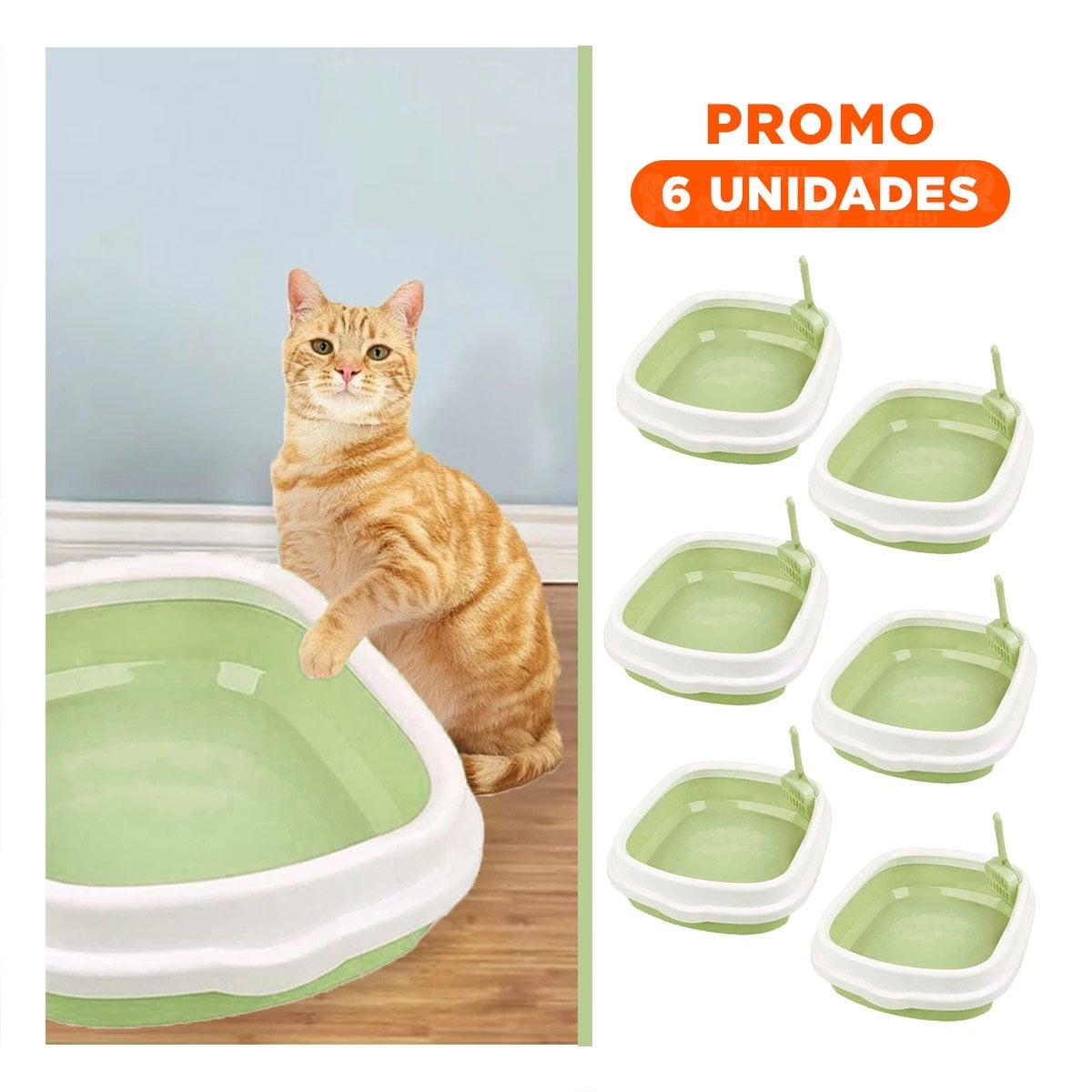 PACK6 UNIDAD VERDE PARA GATO CON PALA CERNIDORA 40X33X11 - 1