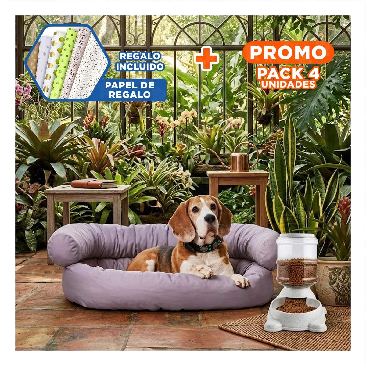 PACK4 ESTRUCTURA DE AGUA PARA PERRO CIRCULAR CON BIDON DE PLASTICO PLOMO Y+PAPEL REGALO - 1