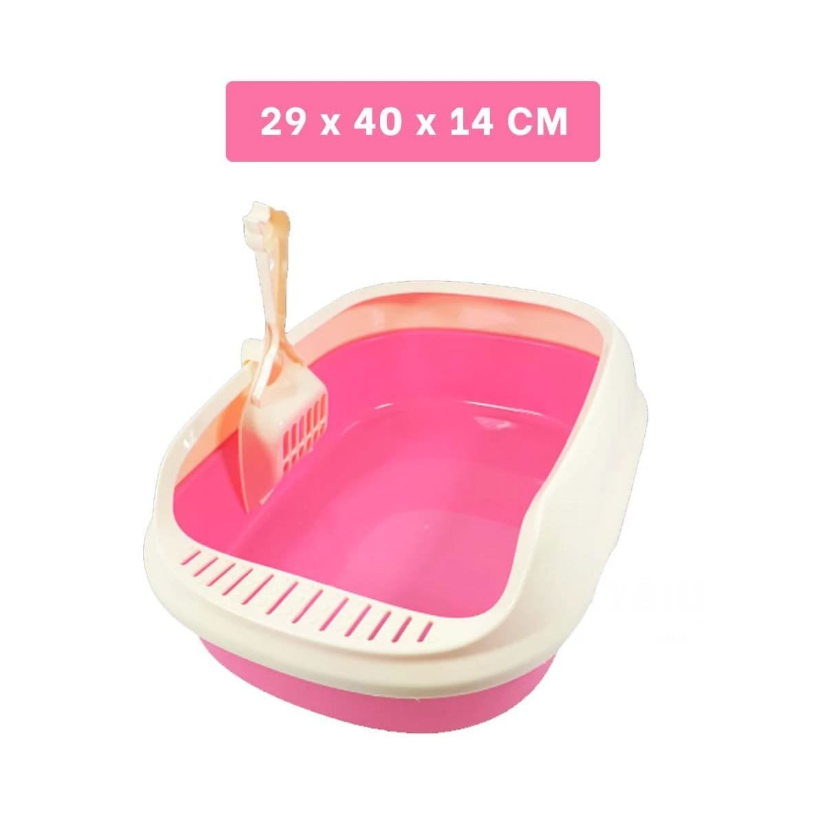 PACK2 RECIPIENTE ROSADO PARA GATO CON LADOS MEDIOS ALTOS MAS PALA CERNIDORA Y+PAPEL REGALO - 4