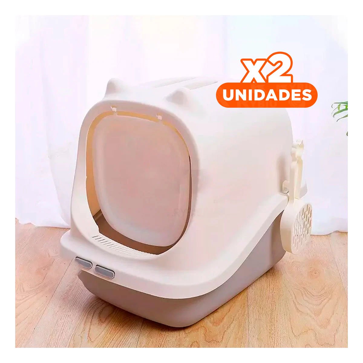 PACK2 KIT HIGIENICO CERRADO CON OREJITAS DE GATO MARRON PARA HOGAR Y+REGALO STICKER - 1