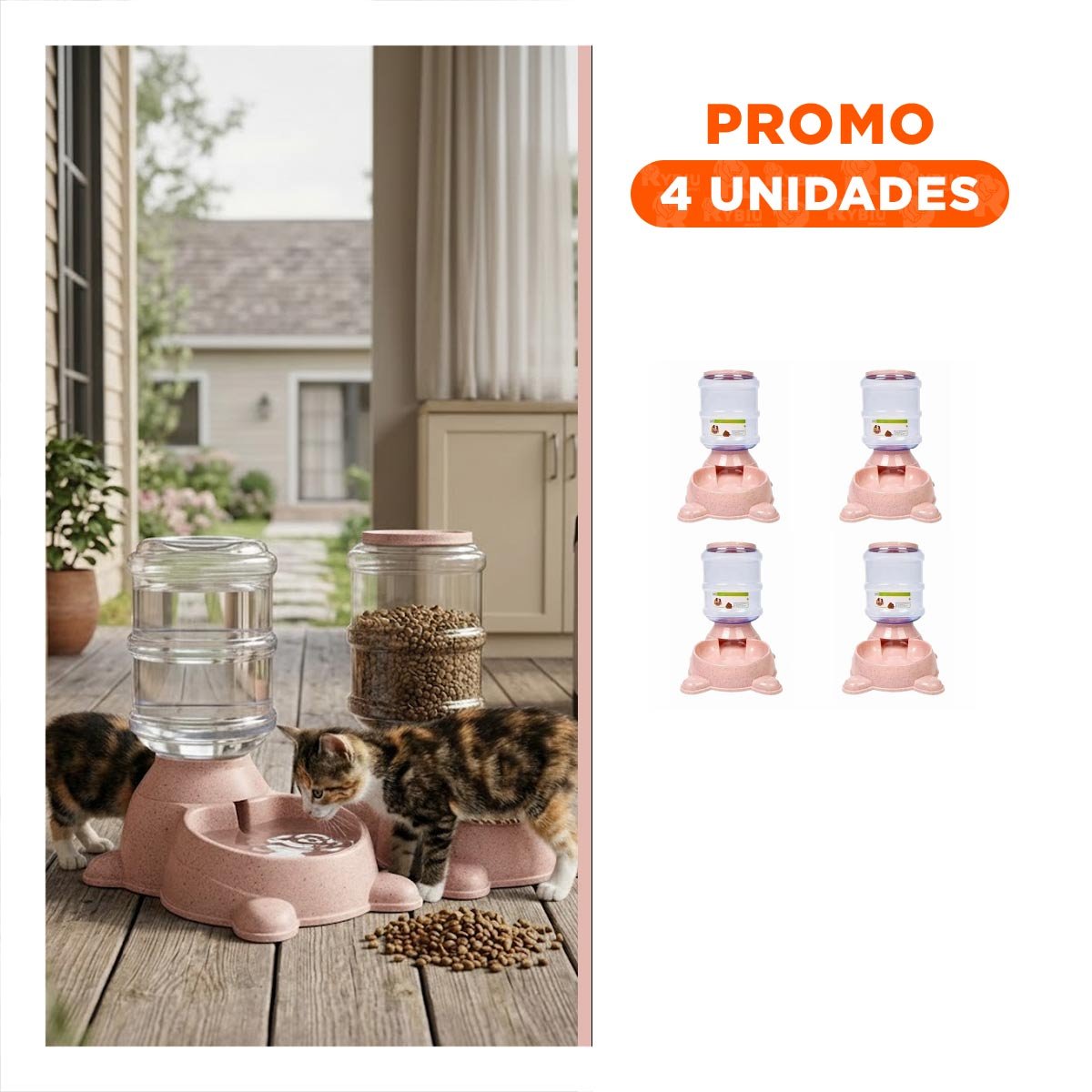 PACK4 SET COMPLETO PARA PERRO PLOMO CIRCULAR CON BIDON PLASTICO ROSADO Y+REGALO STICKER - 1