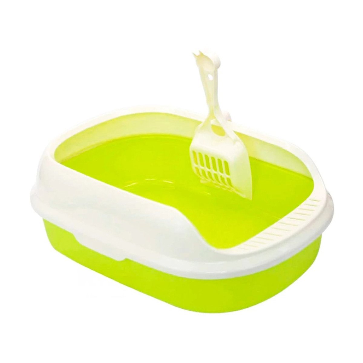 PACK2 CONTENEDOR VERDE PARA GATO CON LADOS MEDIOS ALTOS MAS PALA CERNIDORA Y+REGALO STICKER - 2