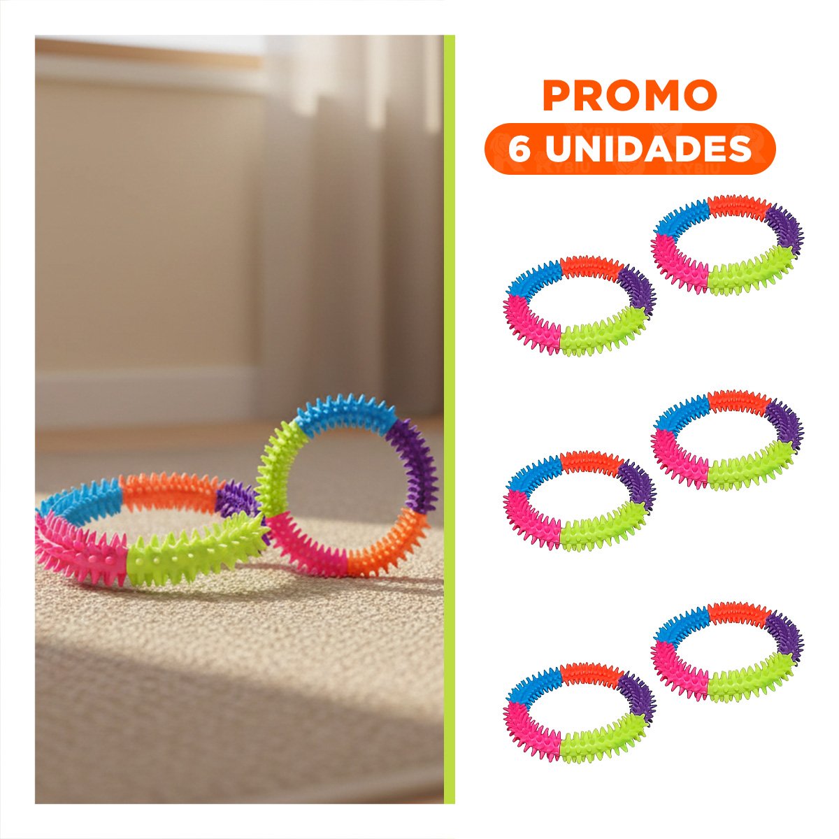 PACK6 JUGUETE PARA DIVERSION EN CASA DE JEBE PUNTEADO DE COLORES - 1