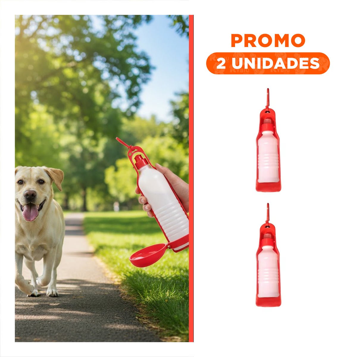 PACK2 ARTICULO COMPACTO ROJO PARA PERRO CON USO PORTATIL EN PASEO - 1