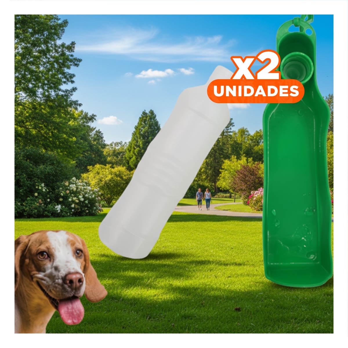 PACK2 CONTENEDOR COMPACTO VERDE PARA MASCOTA CON USO DIARIO EN EXTERIORES Y+REGALO STICKER - 1