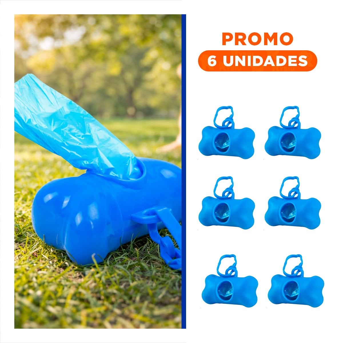 PACK6 ENVASE COMPACTO CON BOLSA DE DESECHO Y PROTECTOR TIPO HUESO AZUL - 1