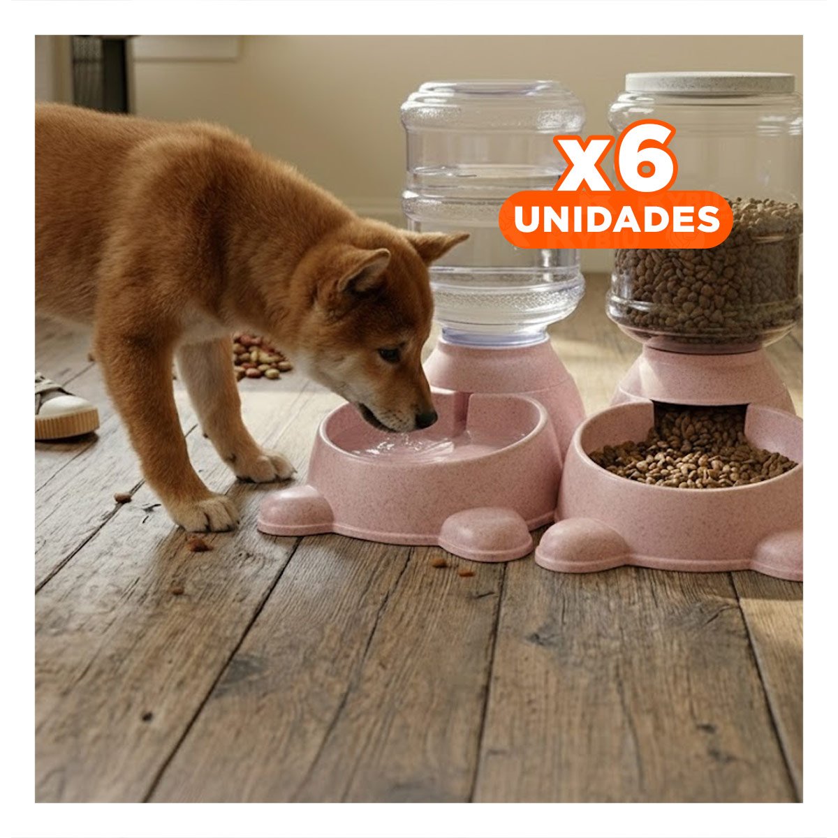PACK6 LINEA CLASICA PARA PERRO PLOMO CIRCULAR CON BIDON PLASTICO ROSADO Y+REGALO STICKER - 1