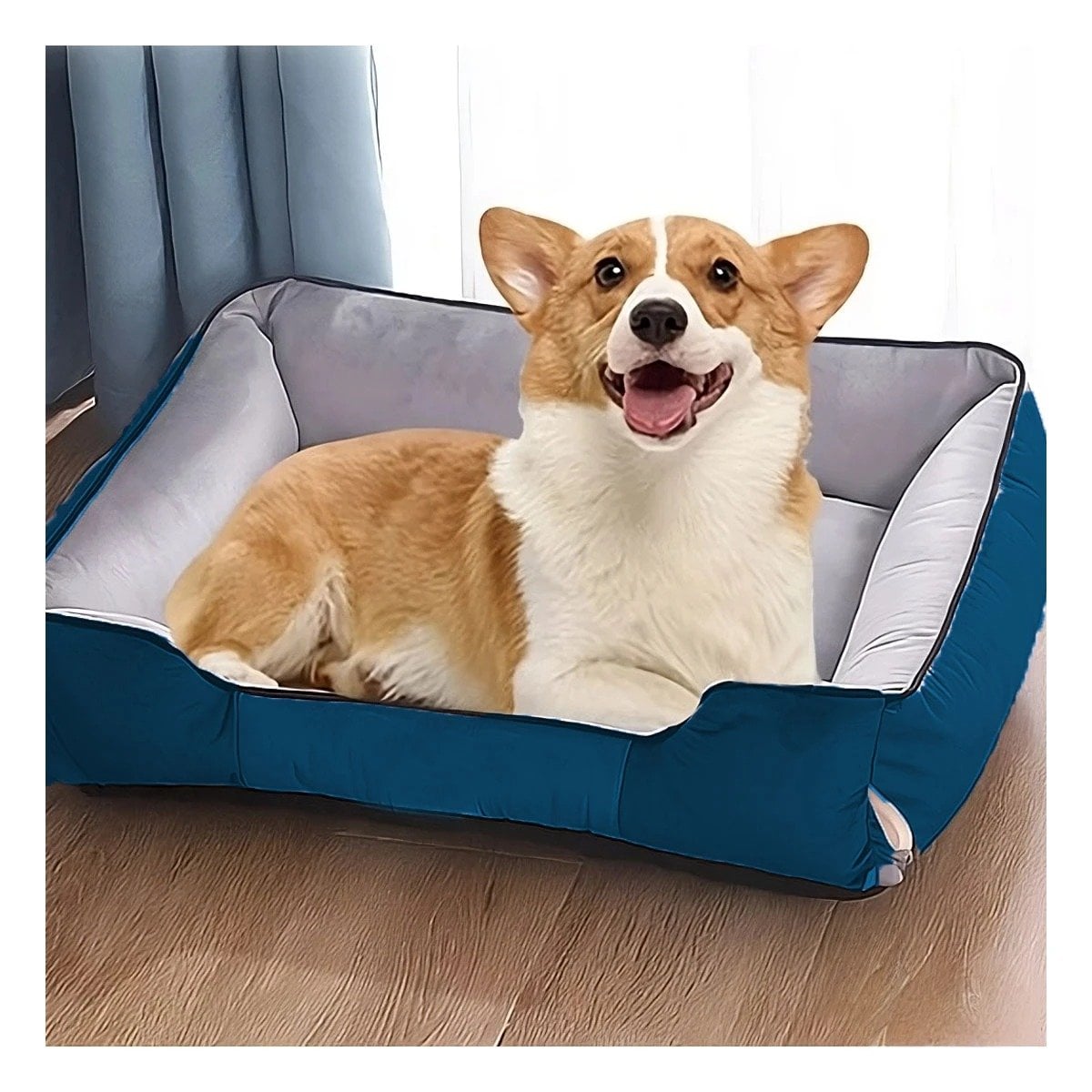 PACK2 COLCHONETA PARA PERRO CUBIERTA SUAVE QUE NO IRRITA LA PIEL TALLA L AZUL Y+PAPEL REGALO - 2