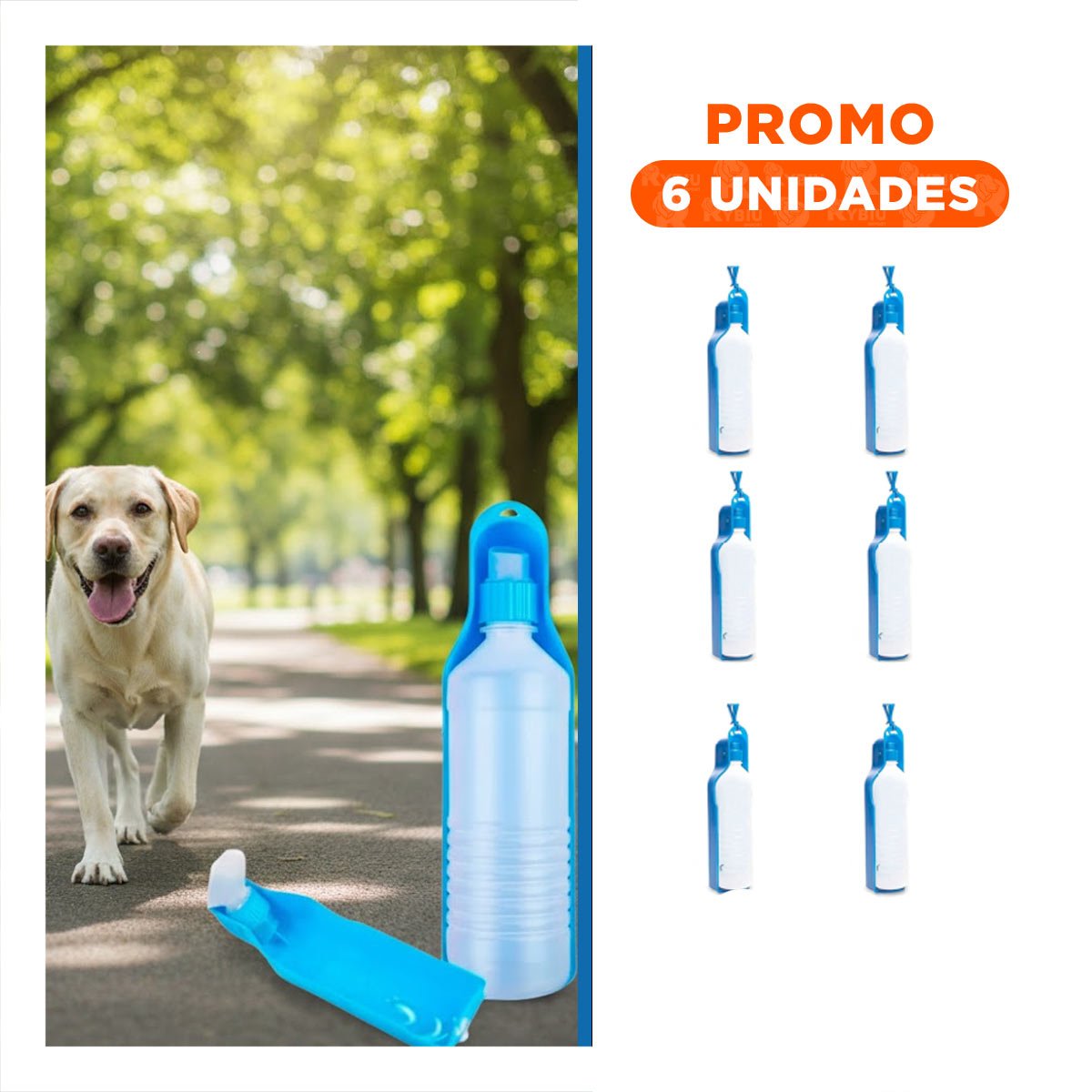 PACK6 RECIPIENTE COMPACTO CELESTE PARA PERRO CON DISPENSADOR INTEGRADO - 1