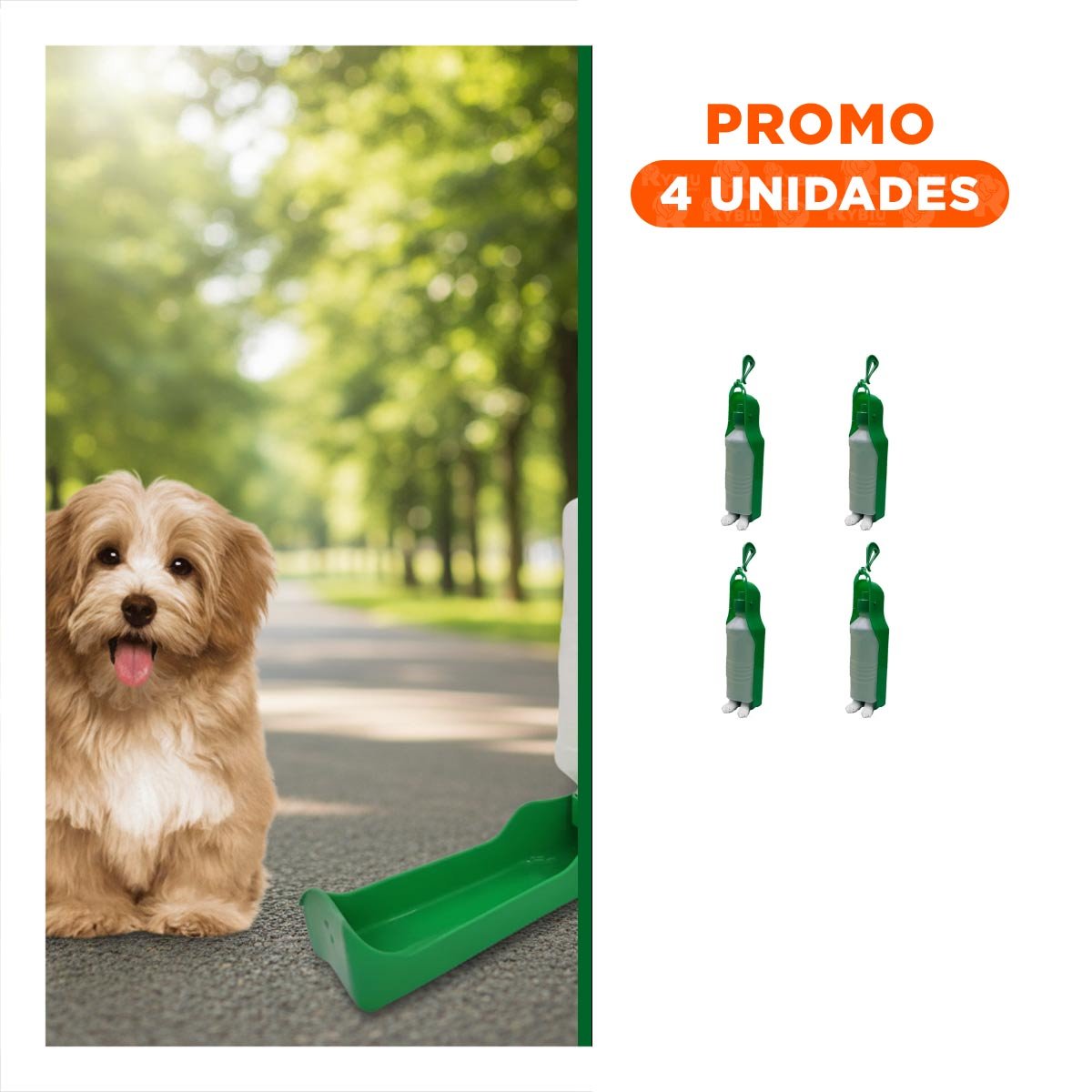 PACK4 ENVASE COMPACTO VERDE PARA PERRO CON SISTEMA INTEGRADO Y FACIL USO Y+REGALO STICKER - 1
