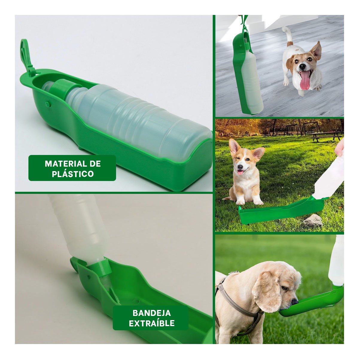 PACK4 ENVASE COMPACTO VERDE PARA PERRO CON SISTEMA INTEGRADO Y FACIL USO Y+REGALO STICKER - 2
