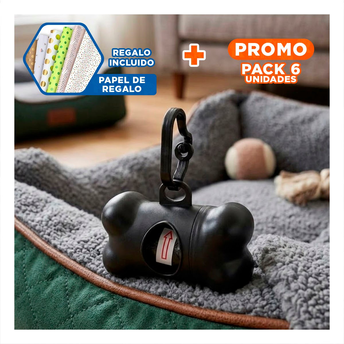 PACK6 EQUIPO PORTATIL NEGRO CON BOLSA DE DESECHO Y PROTECTOR TIPO HUESO Y+PAPEL REGALO - 1