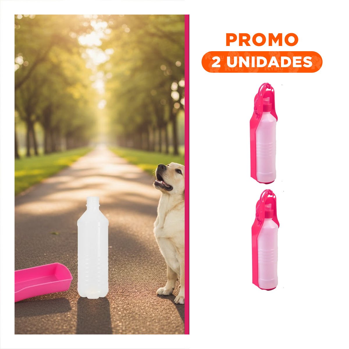 PACK2 ACCESORIO COMPACTO ROSADO PARA MASCOTA EN PASEOS Y VIAJES - 1
